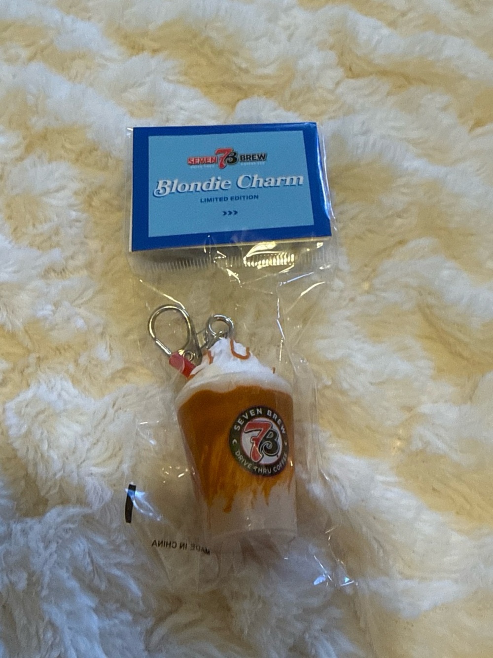 Blondie Charm Keychain in Orange and White